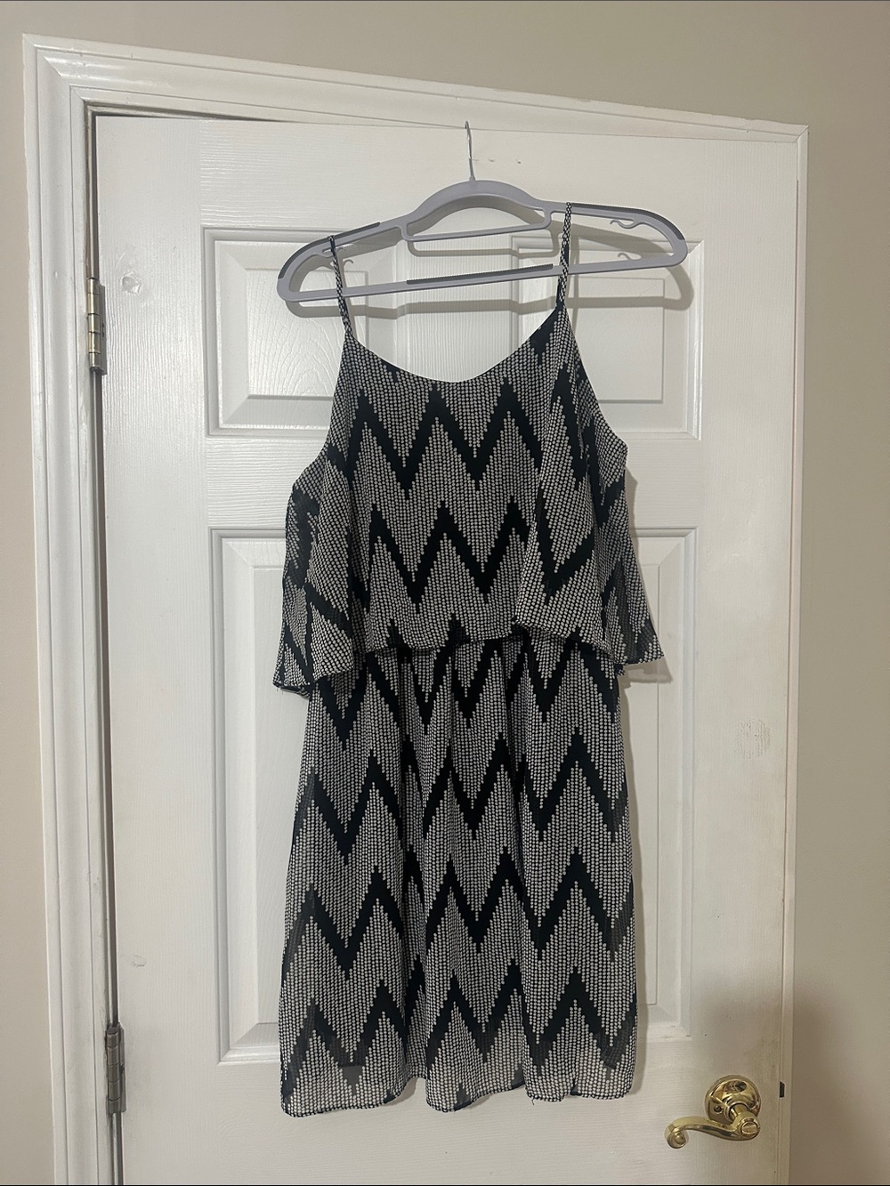 Black and White Chevron Spaghetti Strap Dress
